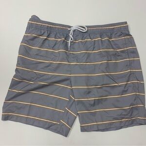 Amazon Essentials Men’s Swim Trunks XXL | Gray with Yellow Stripes